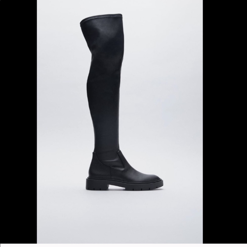 NWT ZARA Low Heeled Stretch Tall Boots TRF size 9